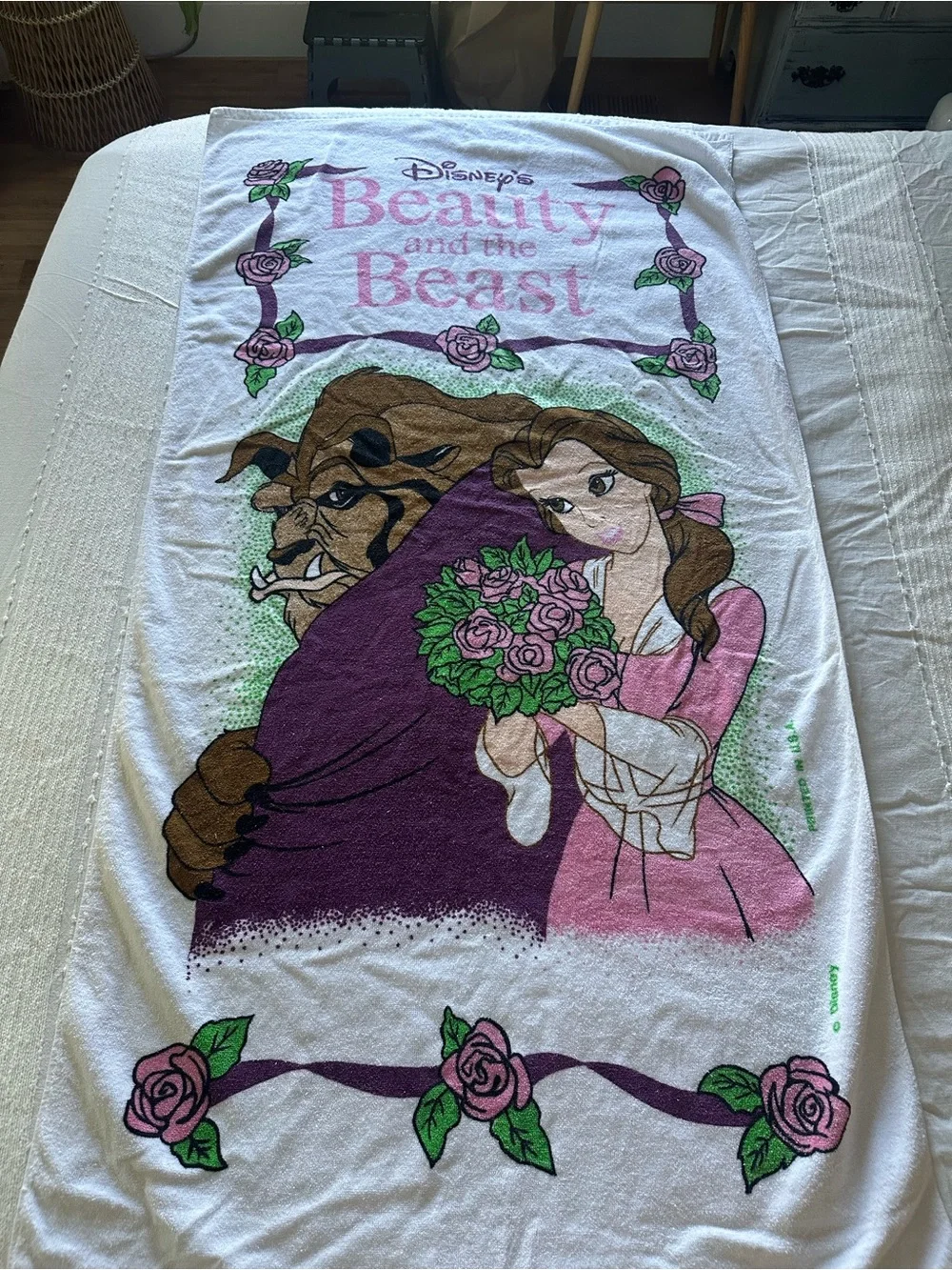 Vintage Disney Beauty and the Beast Princess Towel